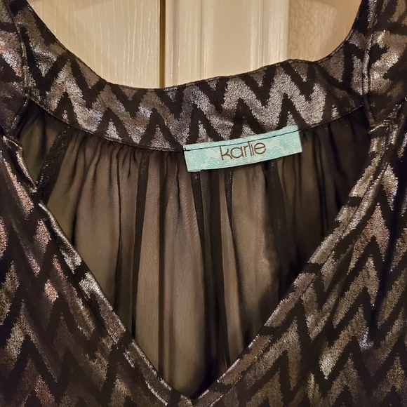 EUC Cool Gunmetal Metallic Blouse - Picture 2 of 8